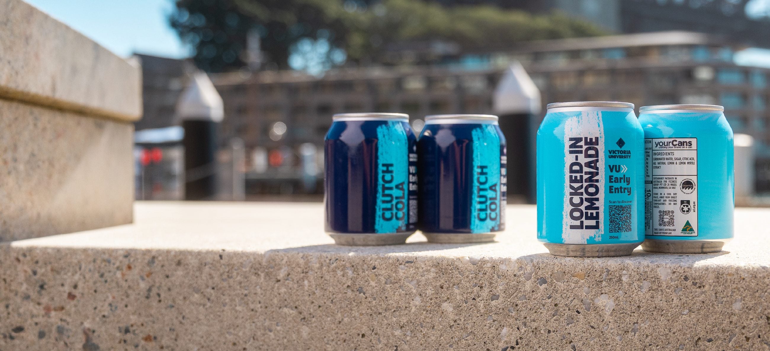 Victoria University branded cans