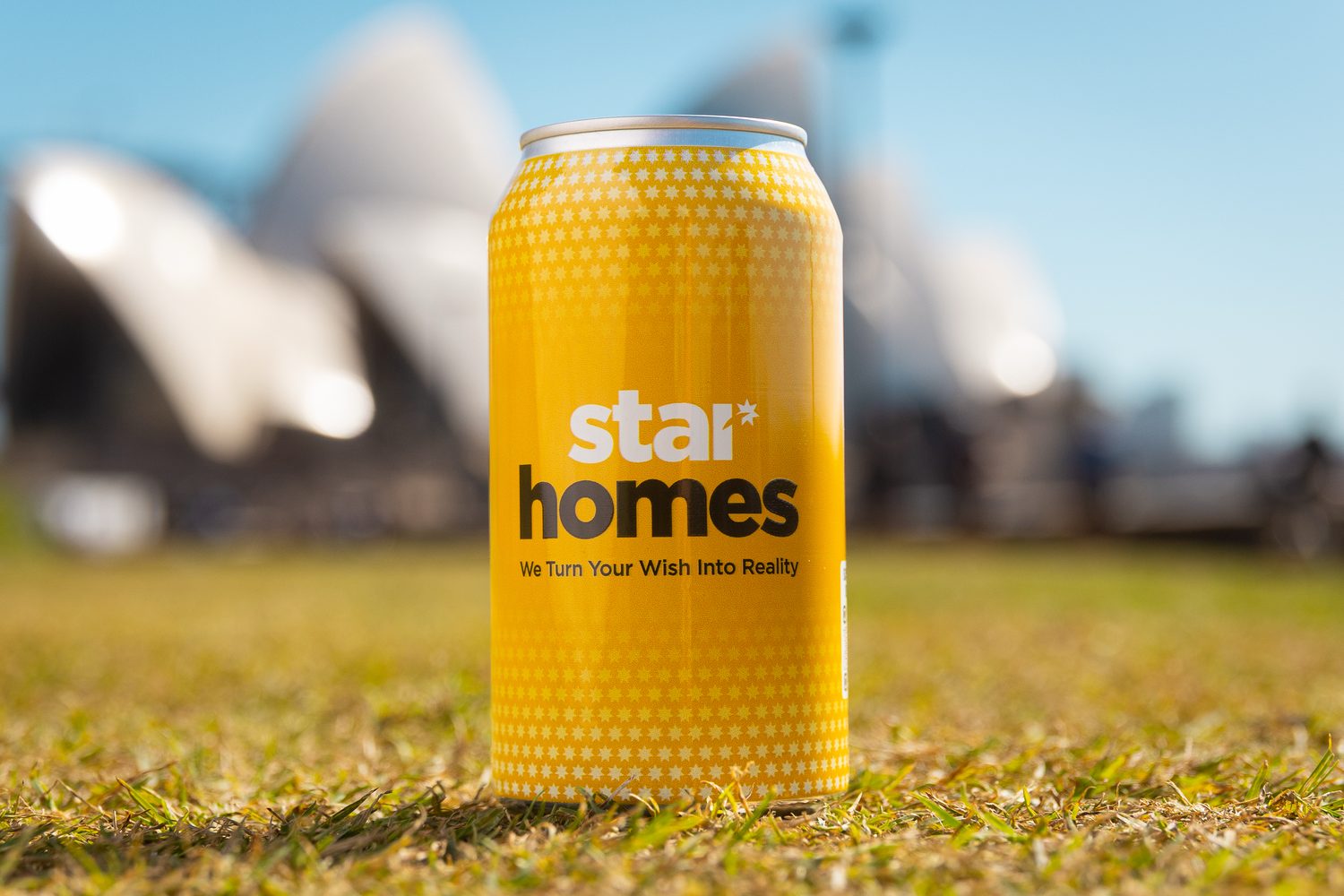 A Star Homes branded can in front of the Sydney Opera House